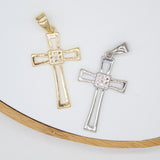 18K Gold Filled Outlined Cross Crucifix With Cz Stones Pendant