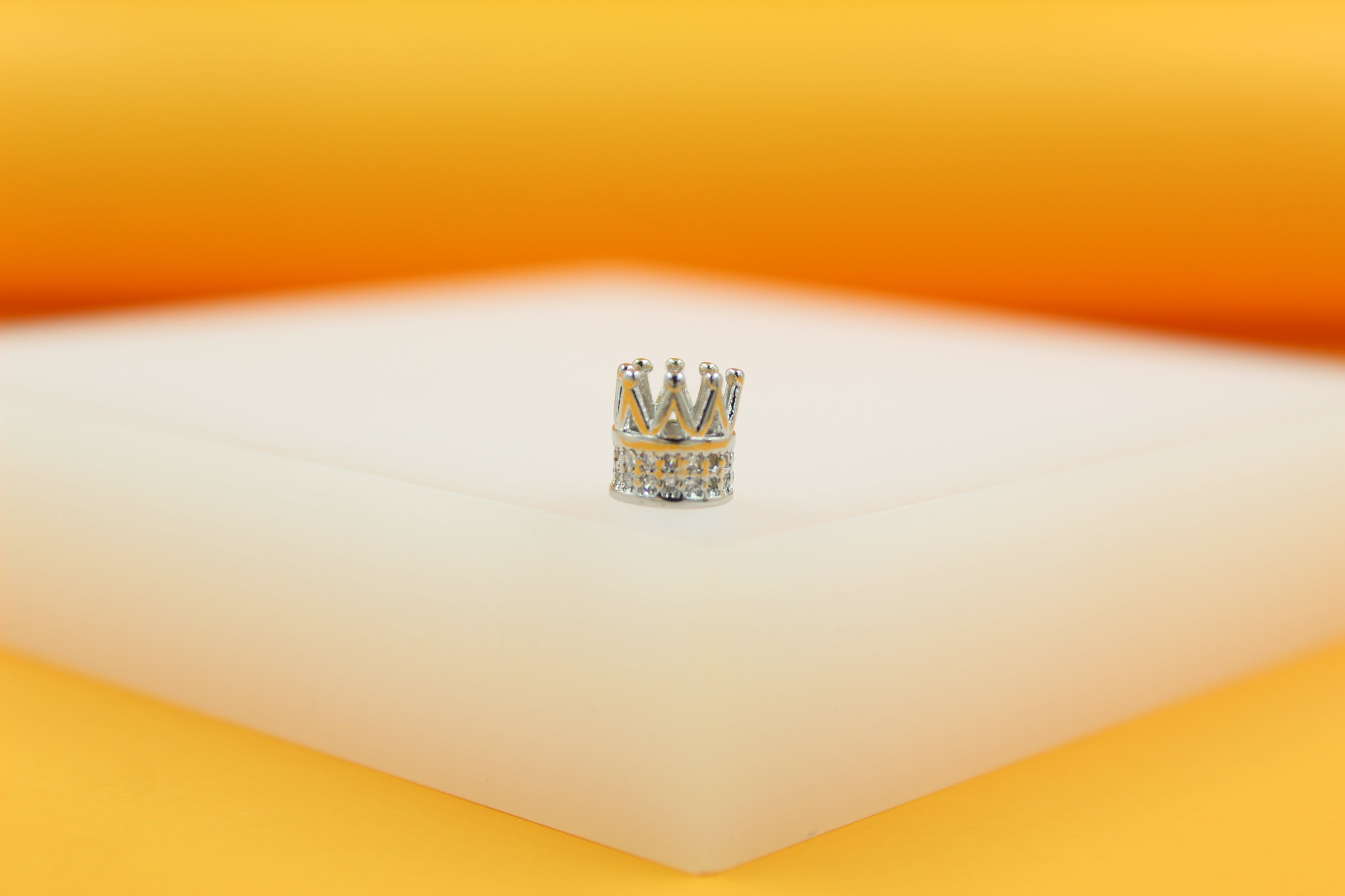 18K Gold Filled Pandora Style Enamel Crown Pendant Charm Bead