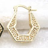 18K Gold Filled Hexagon Shaped Greek Lever back Earrings (K42)