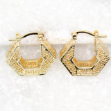 18K Gold Filled Hexagon Shaped Greek Lever back Earrings (K42)