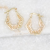 18K Gold Filled Hexagon Shaped Greek Lever back Earrings (K42)