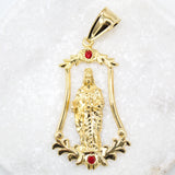 18K Gold Filled Milagrosa Pendant With Red CZ Stone