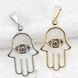 18K Gold Filled Hamsa Hand Evil Eye Lucky Good Luck Health Wealth Wish Necklace Charm Findings