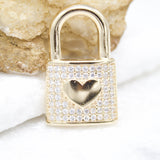 18K Gold Filled Heart Lock With Clear Micro Cz