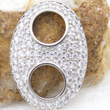 18K Gold Filled Puffy Gucci Mariner Pendant Charm With CZ Stones