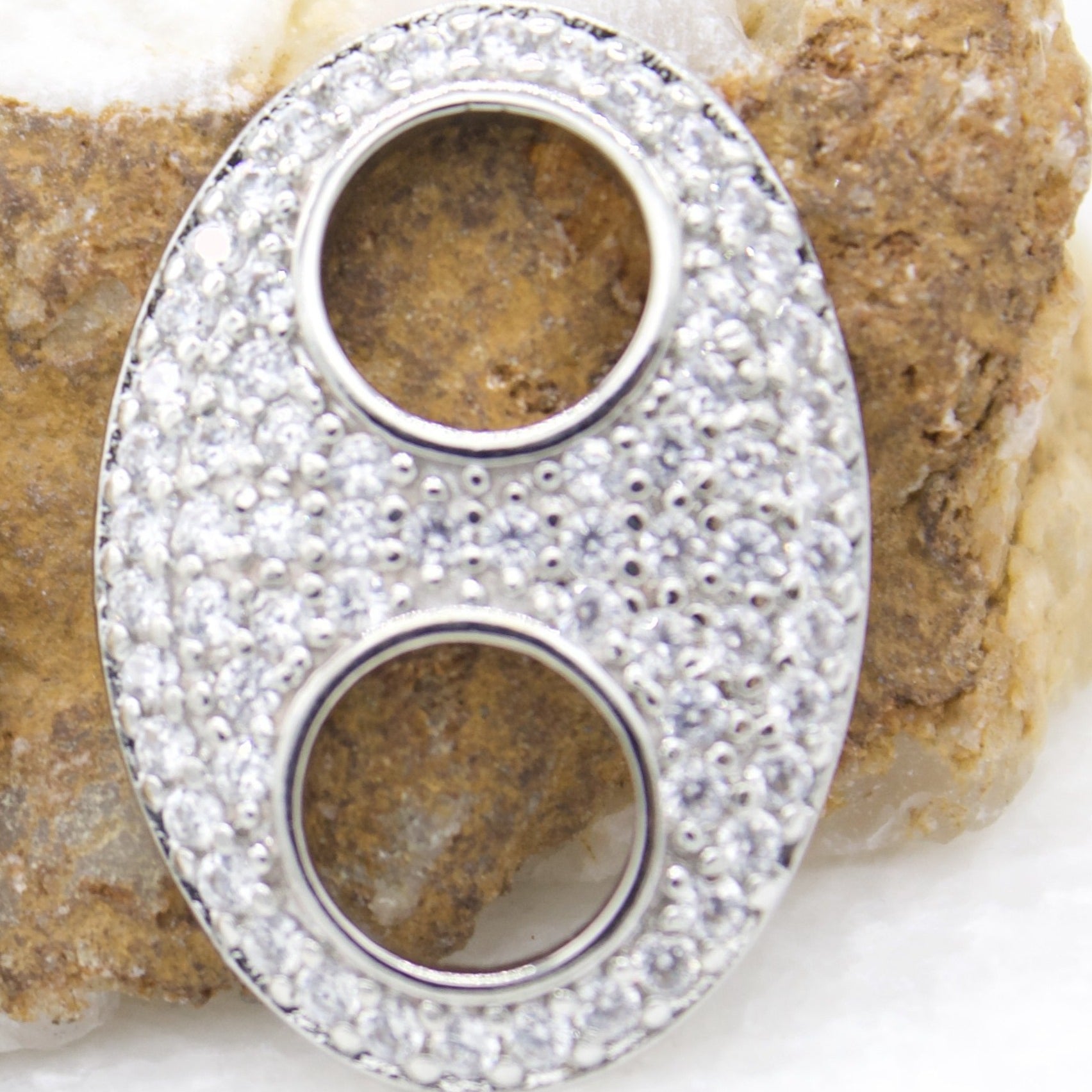 18K Gold Filled Puffy Gucci Mariner Pendant Charm With CZ Stones