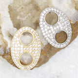 18K Gold Filled Puffy Gucci Mariner Pendant Charm With CZ Stones