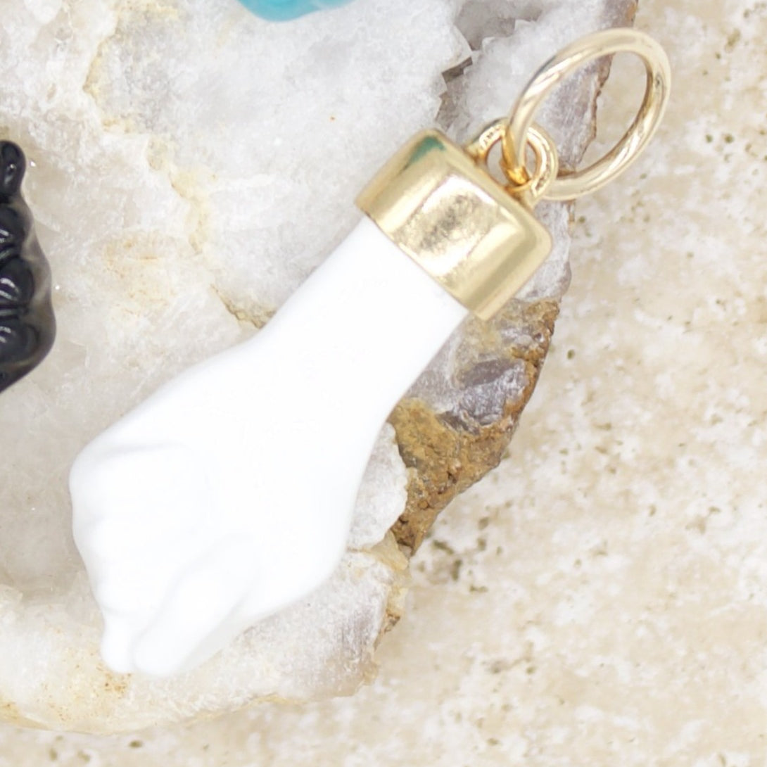 Gold Filled Enamel Figa Hand Pendant (A39)
