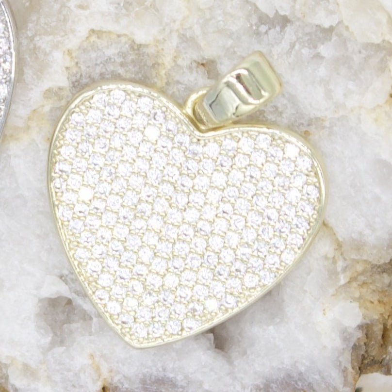 18K Gold Filled Heart Pendant With Micro CZ Cubic Zirconia Stones