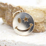18K Gold Filled Happy Smile Wink Star Face Charm Pendant (A57)
