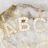 Shiny CZ Pave Initial Pendant (A176)