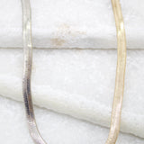 18K Gold Filled Two Toned 4mm Herringbone Snake Chain (H10)