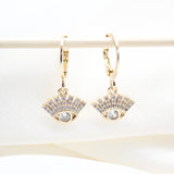 18K Gold Filled Evil Eye French Lever Back Earrings