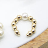 Gold Filled Pearl And Gold Beads Cuff Earrings (K257)