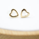 18K Gold Filled Outlined Heart Stud Earrings (L9)