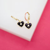 18K Gold Filled Heart Huggies Earrings With CZ Stone (L162)