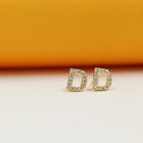 Gold Filled Initial Stud Earrings With CZ Stones