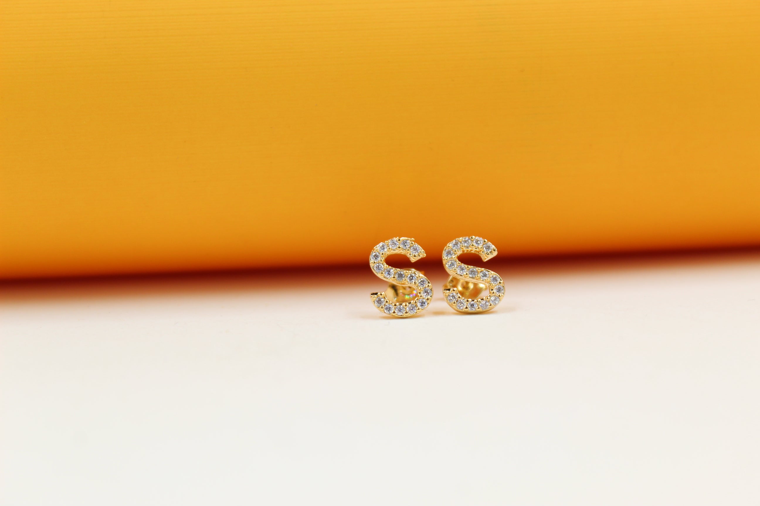 Gold Initial Stud Earrings