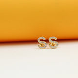 Gold Filled Initial Stud Earrings With CZ Stones
