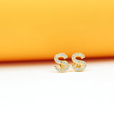 Gold Filled Initial Stud Earrings With CZ Stones