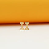 Gold Filled Initial Stud Earrings With CZ Stones