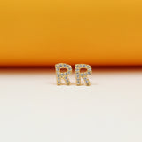 Gold Filled Initial Stud Earrings With CZ Stones
