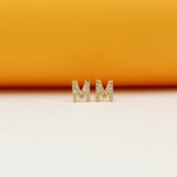 Gold Filled Initial Stud Earrings With CZ Stones