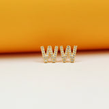 Gold Filled Initial Stud Earrings With CZ Stones