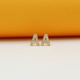 Gold Filled Initial Stud Earrings With CZ Stones