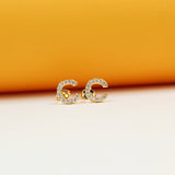 Gold Filled Initial Stud Earrings With CZ Stones