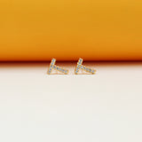 Gold Filled Initial Stud Earrings With CZ Stones
