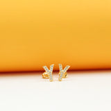 Gold Filled Initial Stud Earrings With CZ Stones