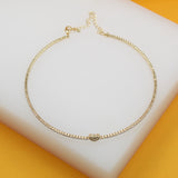 18K Gold Filled Neck Choker With Heart Zirconia Stones (H50)