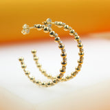 18K Gold Filled Zirconia Beaded Open Hoop Earrings (K78A)