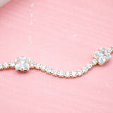18k Gold Filled Chain With Round And Square Clear CZ Cubic Zirconia Stones