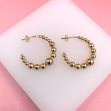18K Gold Filled Beaded Open Hoop Earrings (K75)
