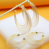 18K Gold Filled Layered Textured Hoop Earrings