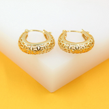 18K Gold Filled Floral Designed Hoops