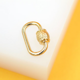 18K Gold Filled Small Gold Oval Screw Carabiner Charm