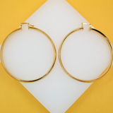 18K Gold Filled Flat Open Hoop Earrings (J37)