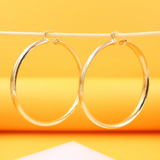 18K Gold Filled Flat Open Hoop Earrings (J37)
