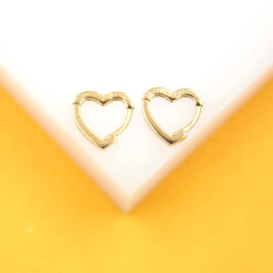 18K Gold Filled Heart Hoop Earrings