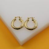 18K Gold/Rhodium Filled Thick Textured Hoop Earrings