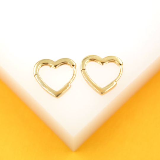18K Gold Filled Heart Hoop Earrings