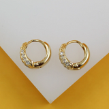 18K Gold Filled CZ Hoop Earrings (J179)