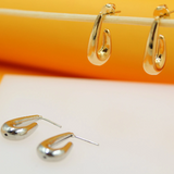 18K Gold/Rhodium Filled Teardrop Earrings (J238)