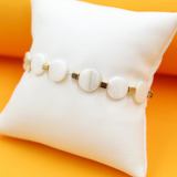 18K Gold Filled Pearl Flat Round Beaded Bracelet