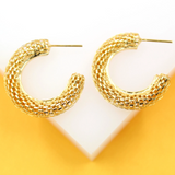 18K Gold Filled Thick Textured Hoop Earrings