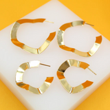 18K Gold Filled Designed Hoop Earrings (J252-J253)