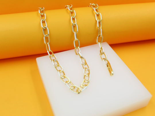 18K Gold Filled Enamel Paperclip Chain Necklace/ Bracelet (F85)(I475)